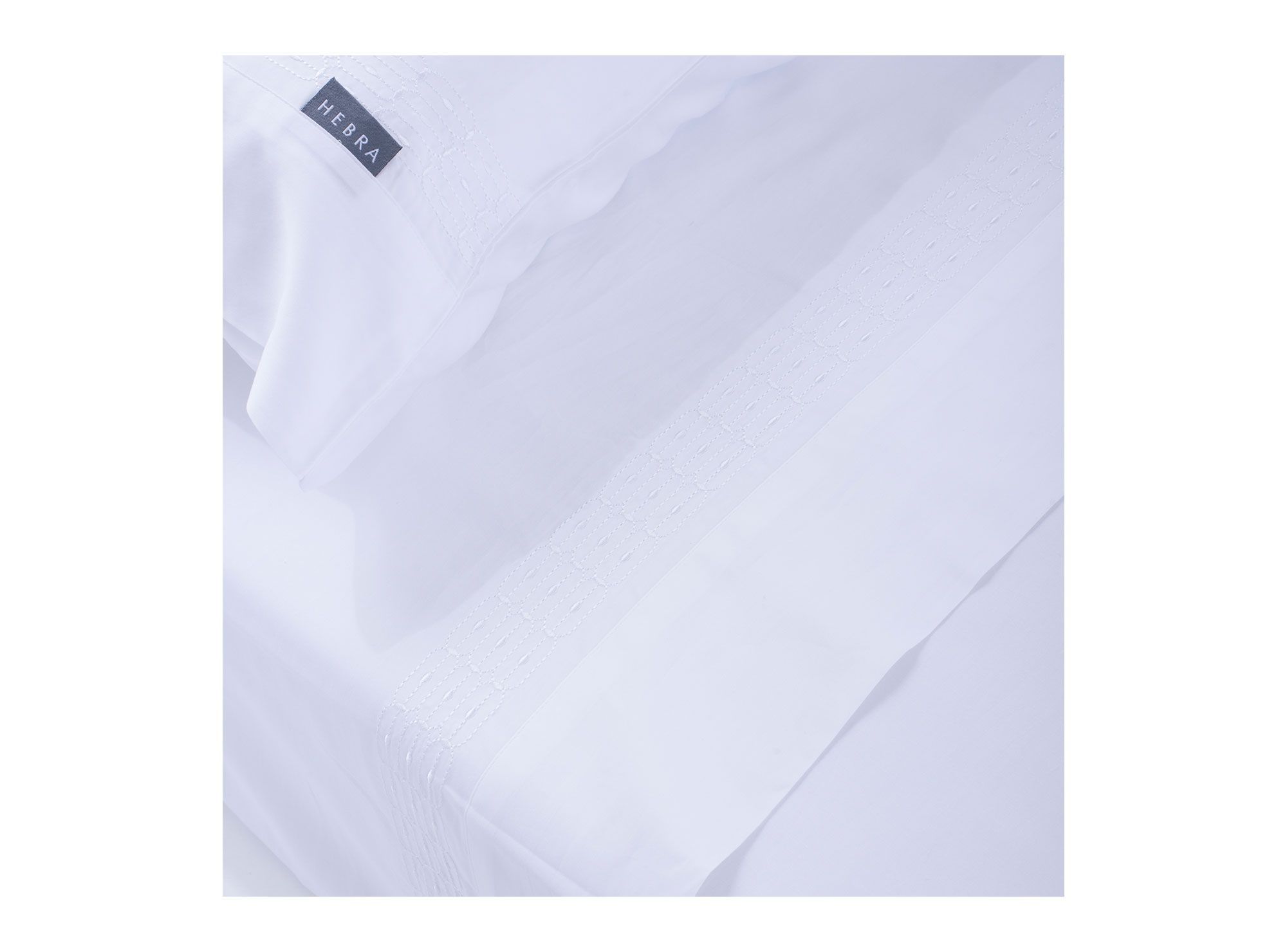 Juego sábanas 2 plazas 300 hilos Moderno 2 bordado blanco Hebra