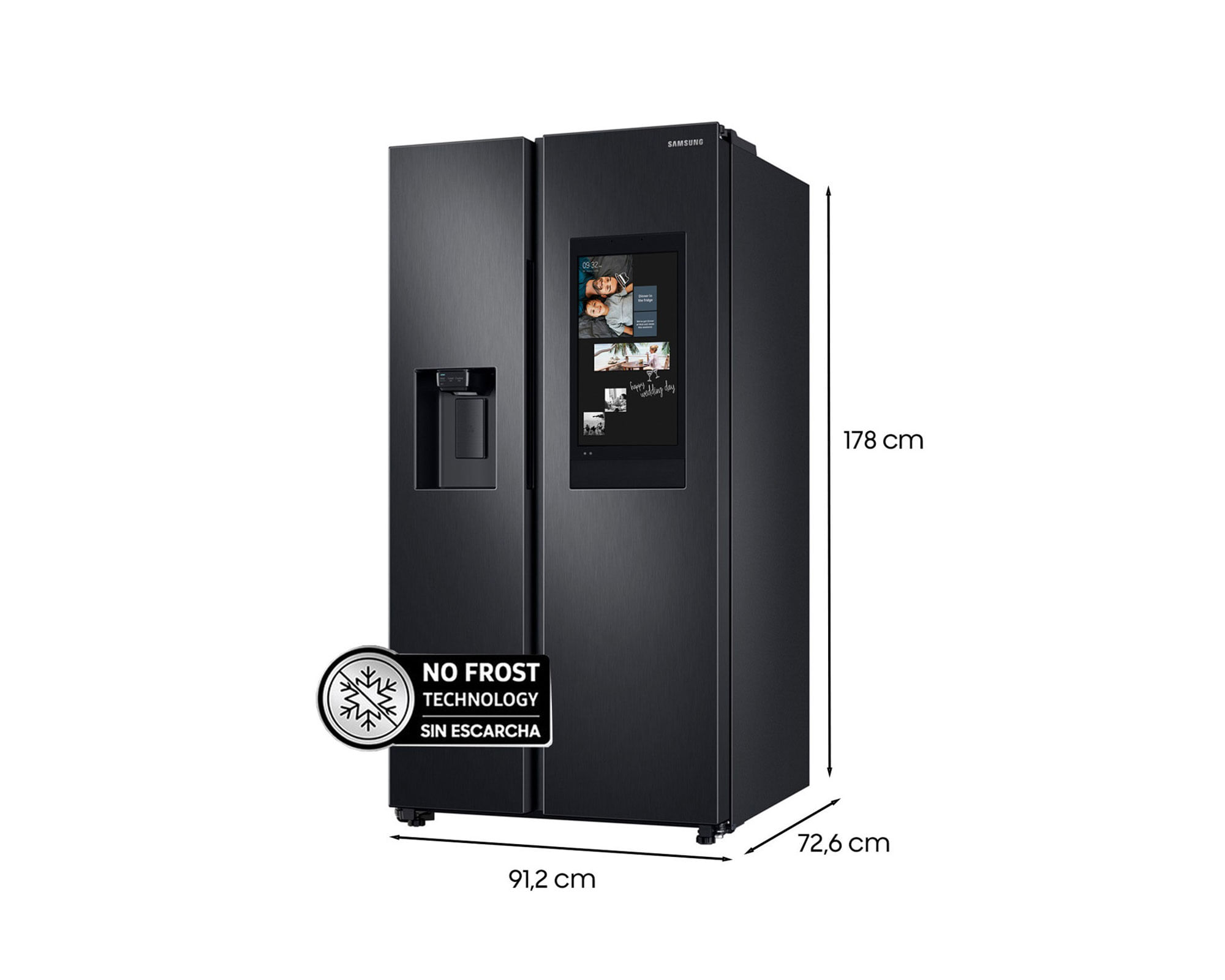 Refrigerador Side by Side Family hub RS58T5561B1/ZS 608 lt negro