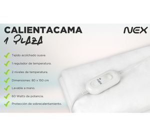 Calientacama 1 plaza 60W CC1504 blanco Nex
