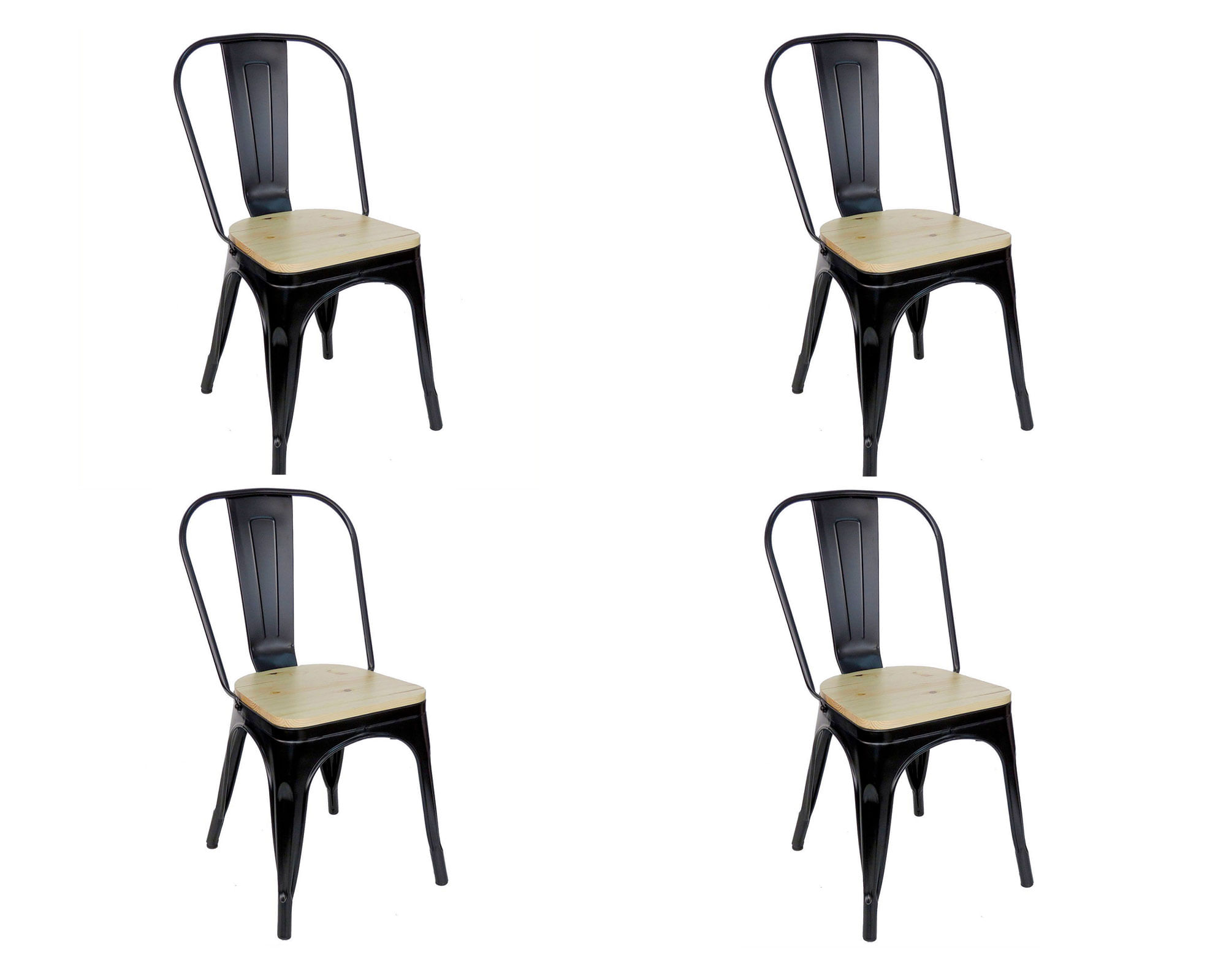 Idetex Silla Antique rustic negro 4 unidades Idetex