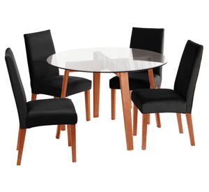Juego de comedor 4 sillas tela negro Latam Home