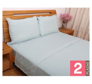 Juego sábanas 2 plazas polar borde aqua Cotidiana