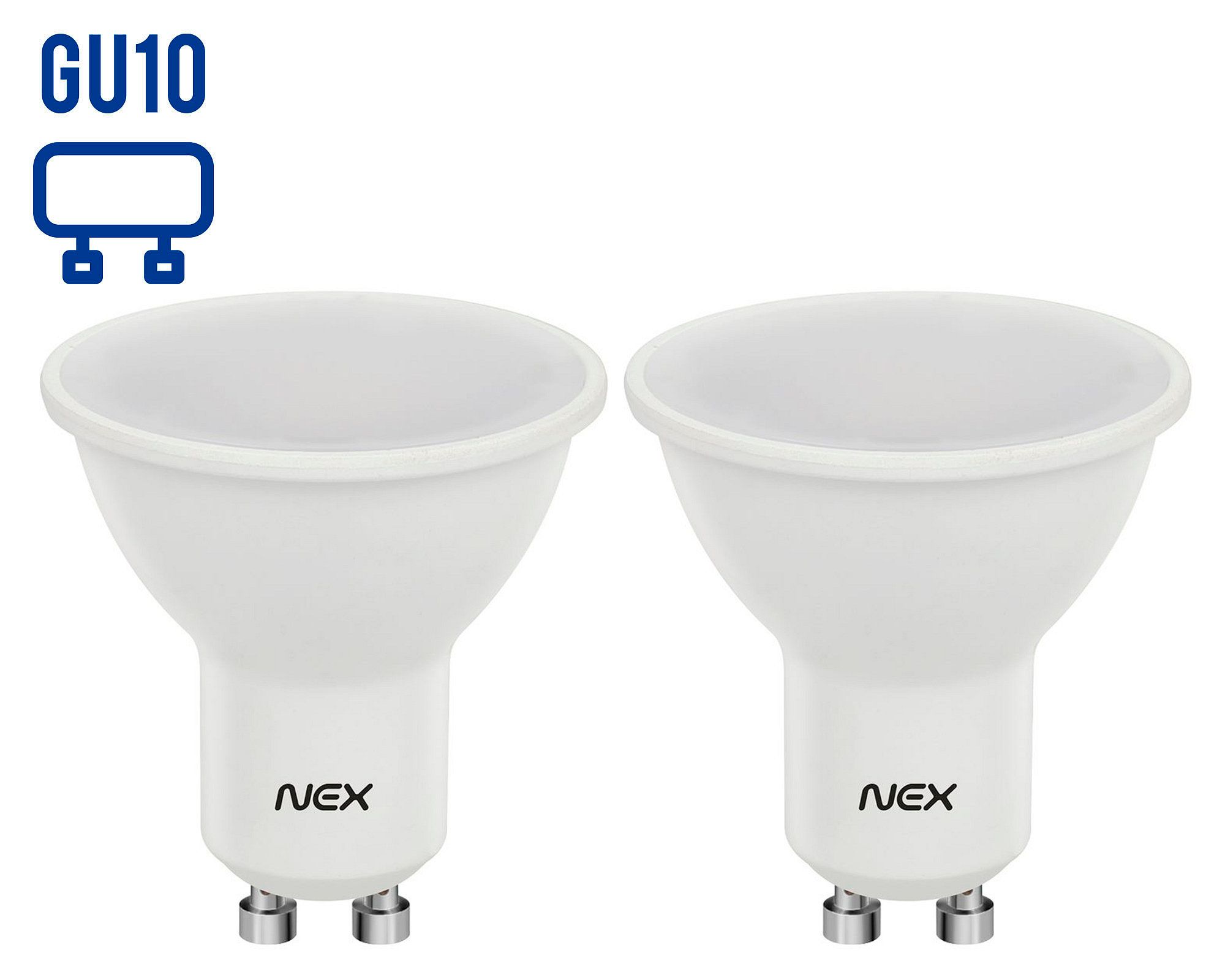 Ampolleta LED 7W GU10 luz cálida 2 unidades Nex