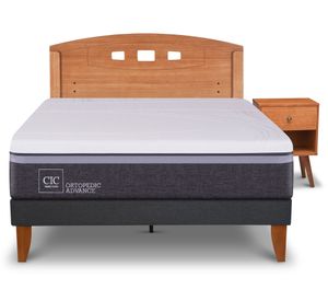 Cama europea Curve O Advance 1.5 plazas New Gales + respaldo + velador Cic