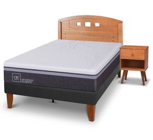 Cama europea Curve O Advance 1.5 plazas New Gales + respaldo + velador Cic