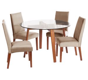 Juego de comedor 4 sillas tela Beige Latam Home