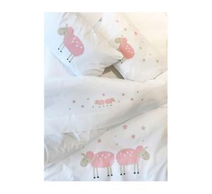 Cubreplumón cuna Ovejita Rosada blanco