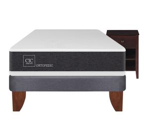 Cama europea 1.5 plazas Ortopedic + velador New Torino chocolate Cic