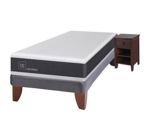 Cama europea 1.5 plazas Ortopedic + velador New Torino chocolate Cic