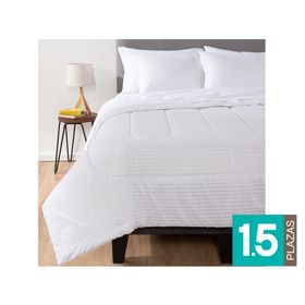 Plumón bicolor 1.5 plazas blanco