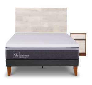 Cama europea Curve O Advance 1.5 plazas Legno + respaldo+ velador Cic