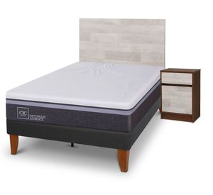 Cama europea Curve O Advance 1.5 plazas Legno + respaldo+ velador Cic