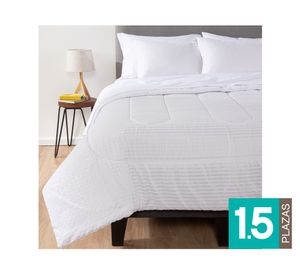 Plumón bicolor 1.5 plazas + Juego de sábanas blanco