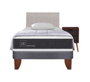 Cama europea 1,5 plazas New Ortopedic + set Tigris caramelo/gris + almohada + plumón Cic