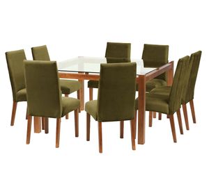 Juego de comedor 8 sillas tela verde Latam Home