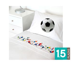 Juego sábanas 1.5 plazas 200 hilos Futbolistas blanco