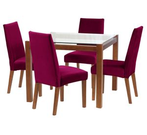 Juego de comedor 4 sillas tela burdeo Latam Home