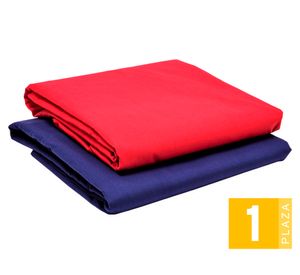 Pack 2 Juego de sábanas 1 plaza rojo/azul