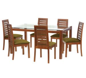 Juego de comedor 6 sillas tela verde Latam Home