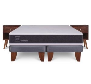 Cama europea 2 plazas Ortopedic + veladores Múnich chocolate Cic