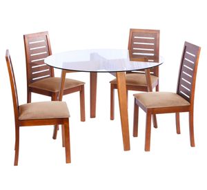 Juego de comedor 4 sillas tela beige Latam Home