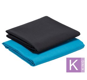 Pack 2 Juego de sábanas King celeste/negro