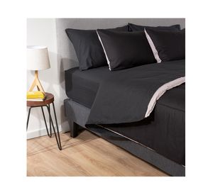 Plumón bicolor 1.5 plazas negro/gris + Juego de sábanas negro