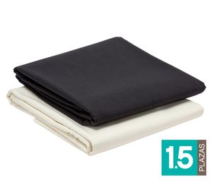 Pack 2 Juego de sábanas 1.5 plazas negro/beige