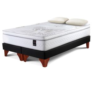 Box spring 2 plazas Art 4 base dividida patas + almohadas Rosen