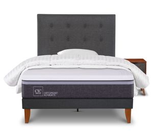 Cama europea Curve O Advance 1.5 plazas Eufrates + almohada + plumón+ respaldo + velador Cic