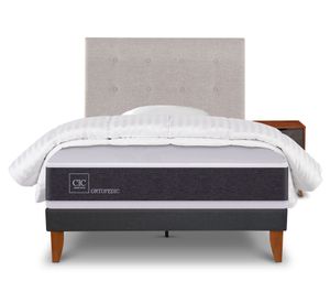 Cama europea Curve Ortopedic 1.5 plazas + 1 almohada + 1 plumón + 1 respaldo+ 1 velador Cic