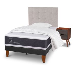 Cama europea Curve Ortopedic 1.5 plazas + 1 almohada + 1 plumón + 1 respaldo+ 1 velador Cic