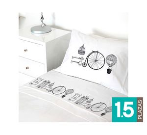 Juego Sábanas 1.5 plazas Retro blanco