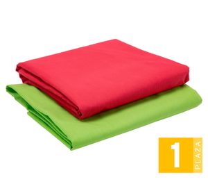 Pack 2 Juego de sábanas 1 plaza verde/rojo