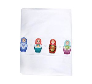 Juego Sábanas 1.5 plazas Muñecas rusas blanco