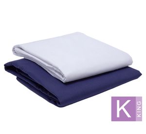 Juego sábanas king 144 hilos PK2SB azul/blanco 2 un.