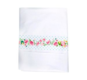 Juego sábanas 1.5 plazas 200 hilos Letras vintage M blanco