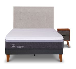 Cama europea Curve O Advance 1.5 plazas Tigris + respaldo + velador Cic