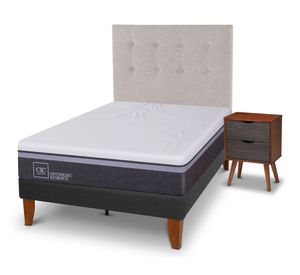 Cama europea Curve O Advance 1.5 plazas Tigris + respaldo + velador Cic