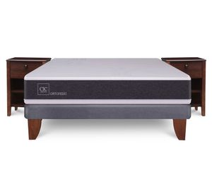 Cama europea 2 plazas New Ortopedic + velador New Torino chocolate Cic