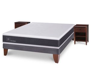 Cama europea 2 plazas New Ortopedic + velador New Torino chocolate Cic