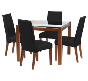 Juego de comedor 4 sillas Pu negro Latam Home