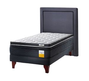 Cama europea 1 plaza Plus + topper + respaldo Drimkip