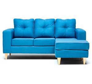 Sofá seccional derecho 3 cuerpos Infinity tela azul
