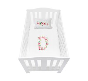 Funda de plumón Letras vintage D blanco cuna