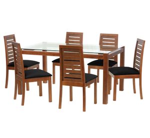 Juego de comedor 6 sillas tela negro Latam Home