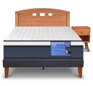 Cama europea Curve E Plus 1.5 plazas New Gales + respaldo + velador Cic