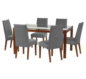 Juego de comedor 6 sillas tela gris Latam Home