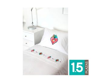 Juego sábanas 1.5 plazas 200 hilos Corazón Frida blanco