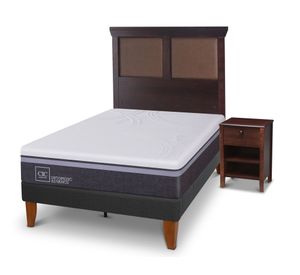Cama europea Curve O Advance 1.5 plazas New Torino + respaldo + velador Cic
